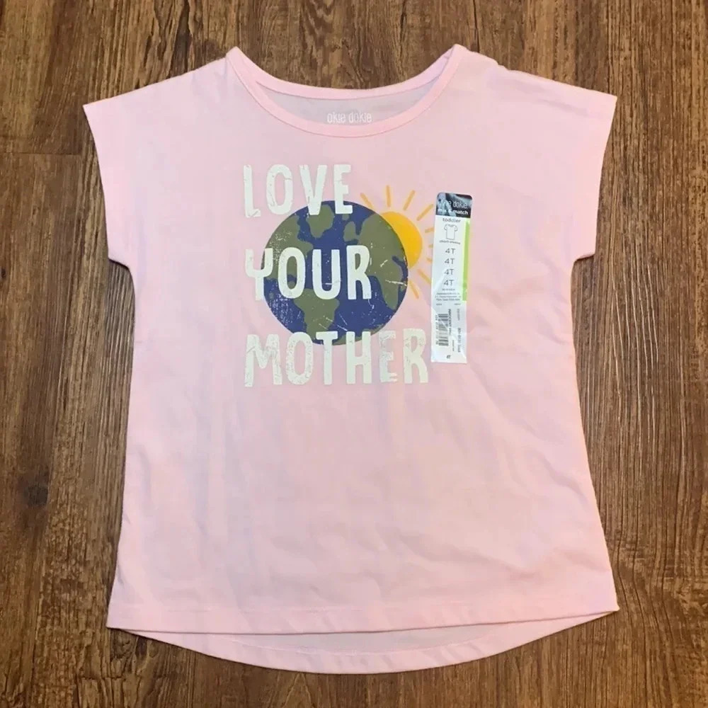 Okie Dokie Girls Graphic Tee Pink Tee Shirt 4T